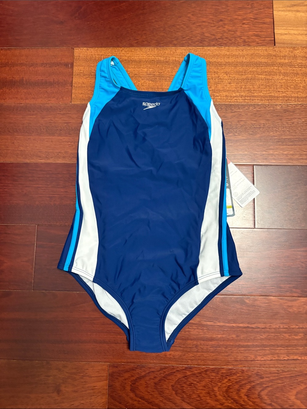 NWT Speedo Navy, Light Blue & White Women's One-Piece Swimsuit